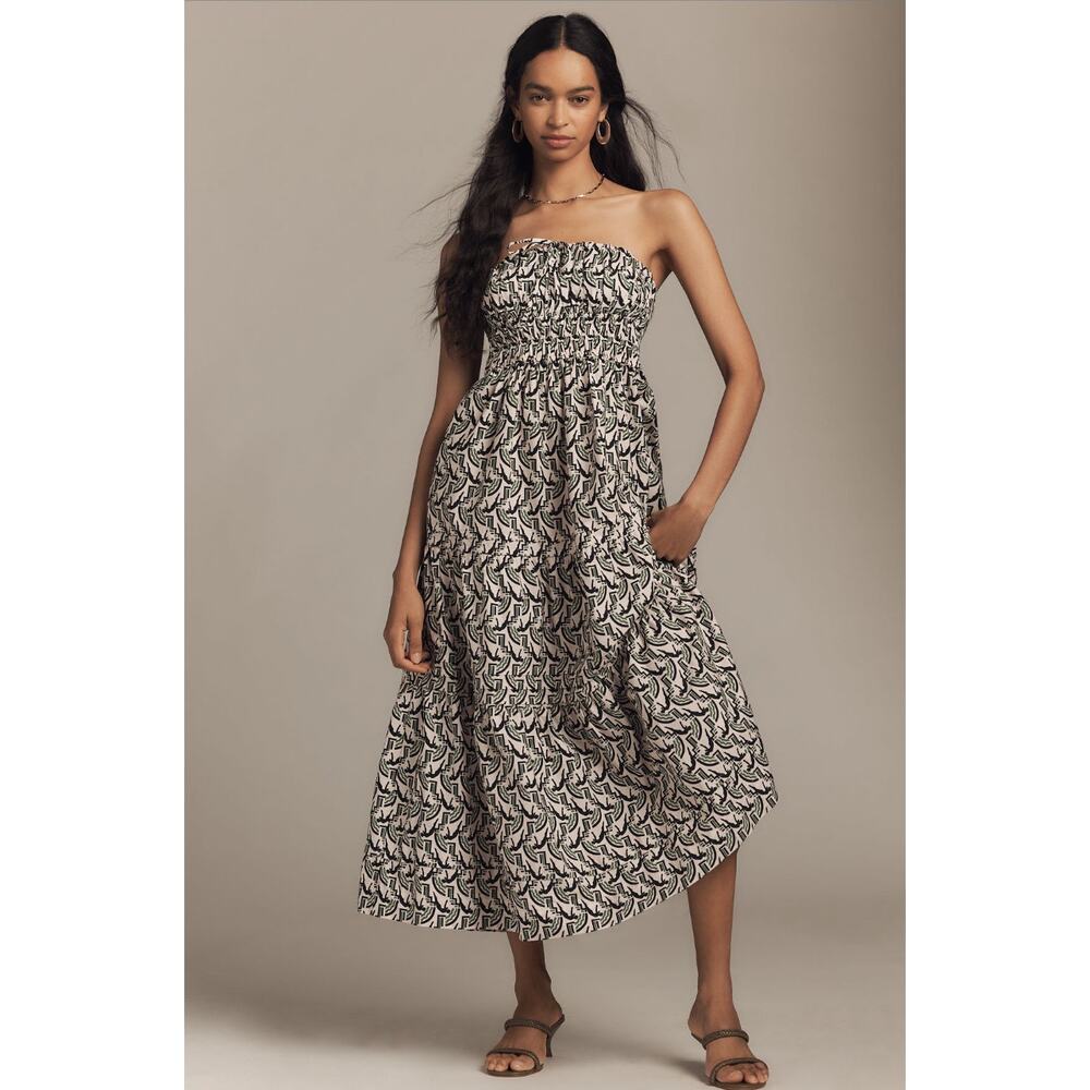 Anthropologie NWT Somerset Strapless Floral Maxi Dress Green Size Small